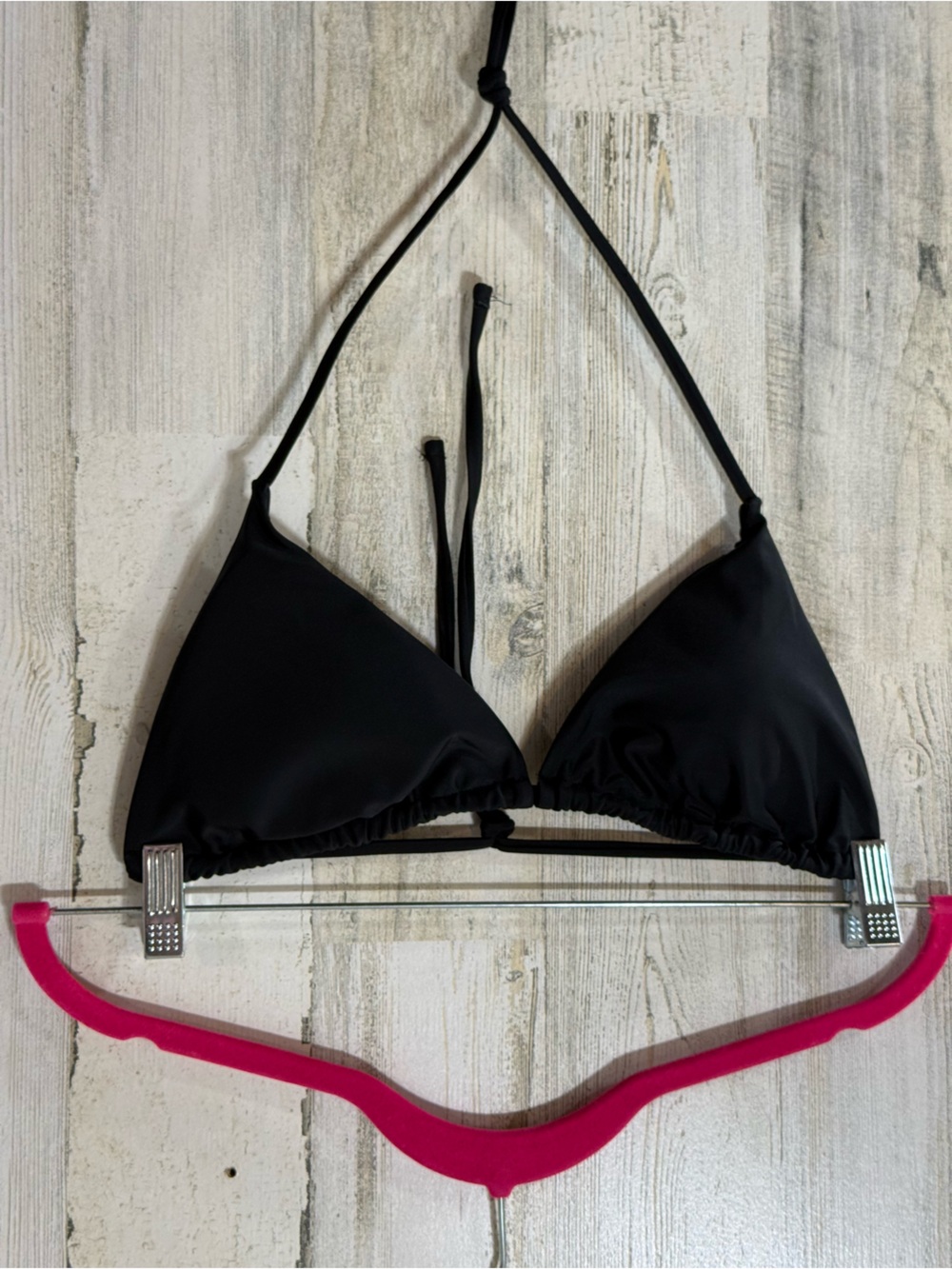 Black Triangle Tie-Back Bikini Top
